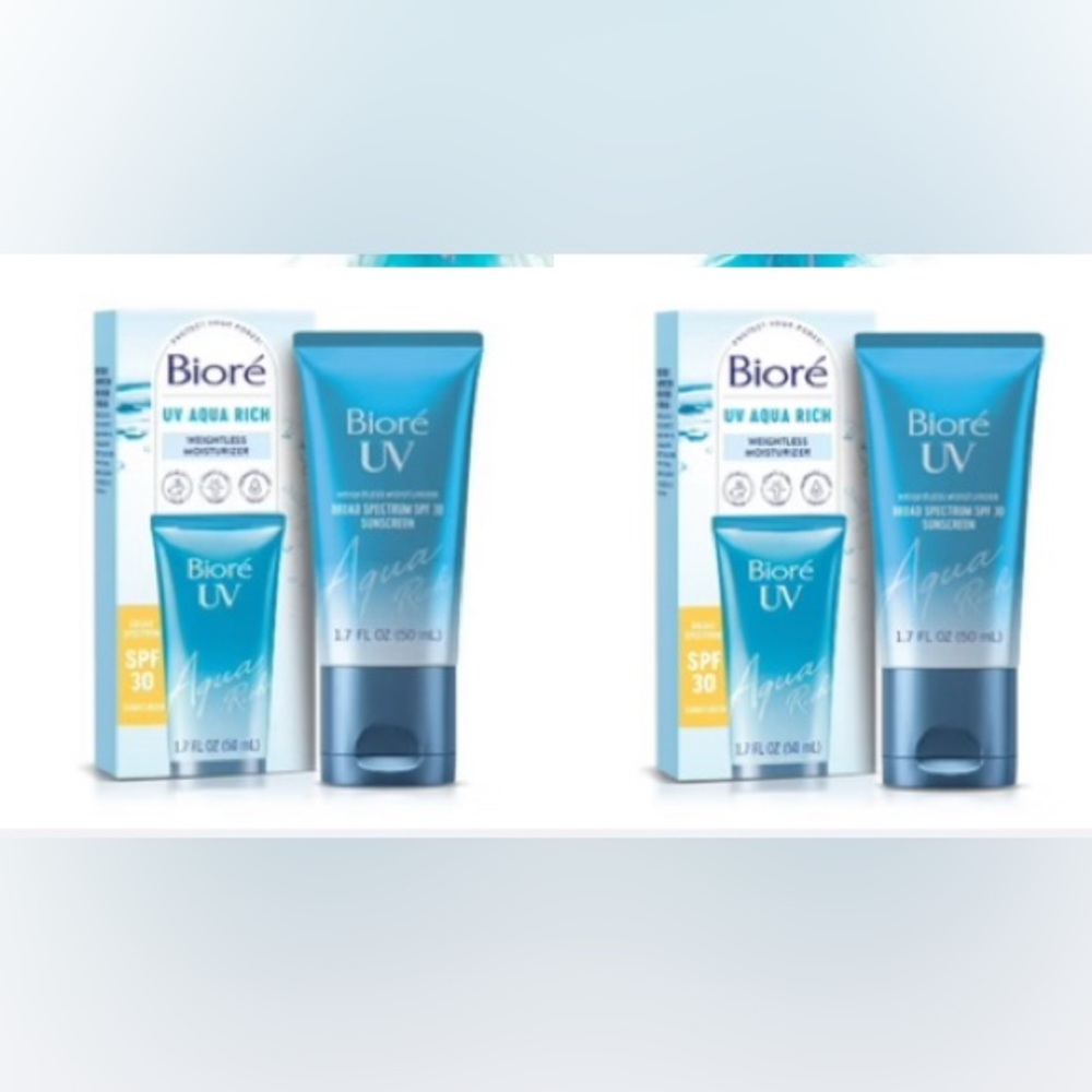 2Pk Biore UV Aqua Rich Weightless Moisturizer w/Hyaluronic Acid & SPF30 EXP 7/26